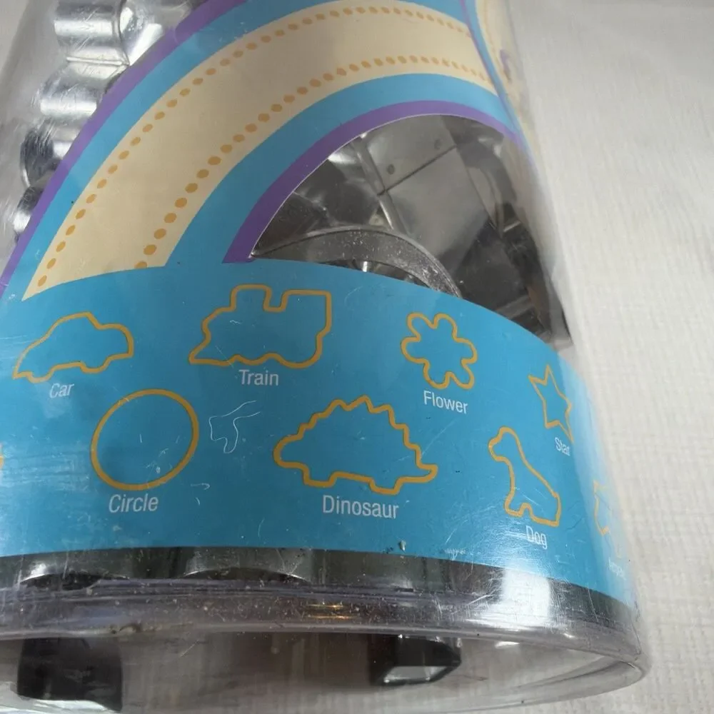 Vintage 2007 Wilton 30-Piece Metal Cookie Cutter Tub Set - Brand New / Sealed